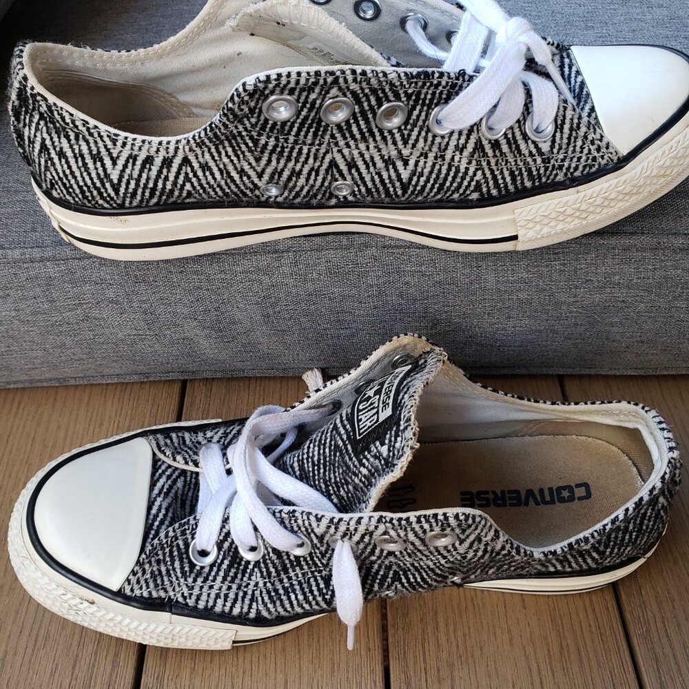 EUC CTAS Converse tweed style classic white / black herringbone zigzag (8) KICKS - Picture 8 of 8